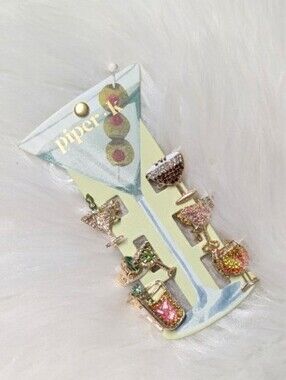 Piper K Cocktail Chic 6 Pack Hair Clip Set - Shimmer Rhinestone Design 🍸💎